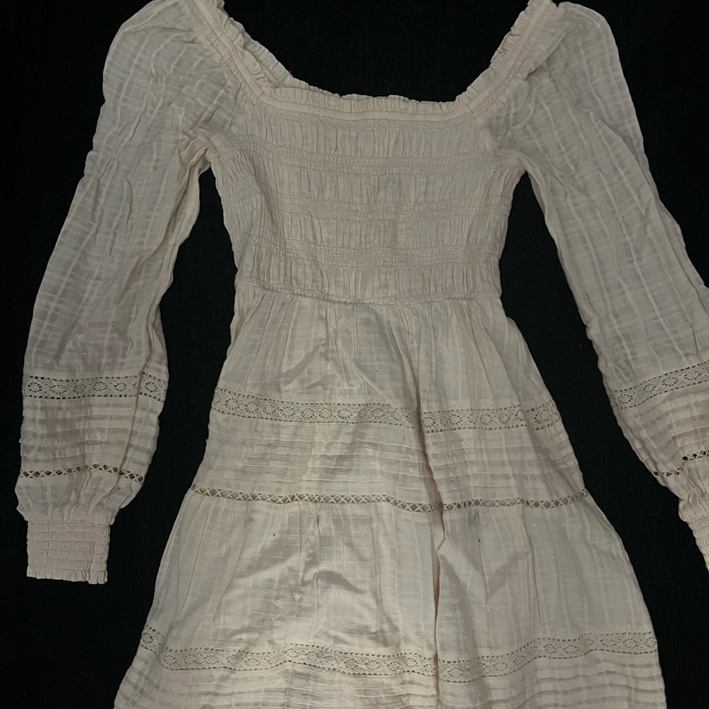 American Eagle Outfitters Cream Long Sleeve Dress